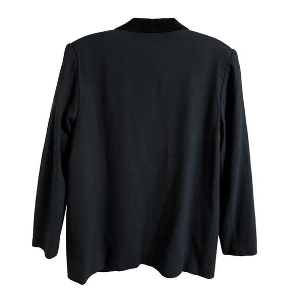 VTG 80s SAG HARBOR 100% Wool Velvet Collar Boyfriend Blazer in Solid Black SZ 12 - Picture 5 of 9